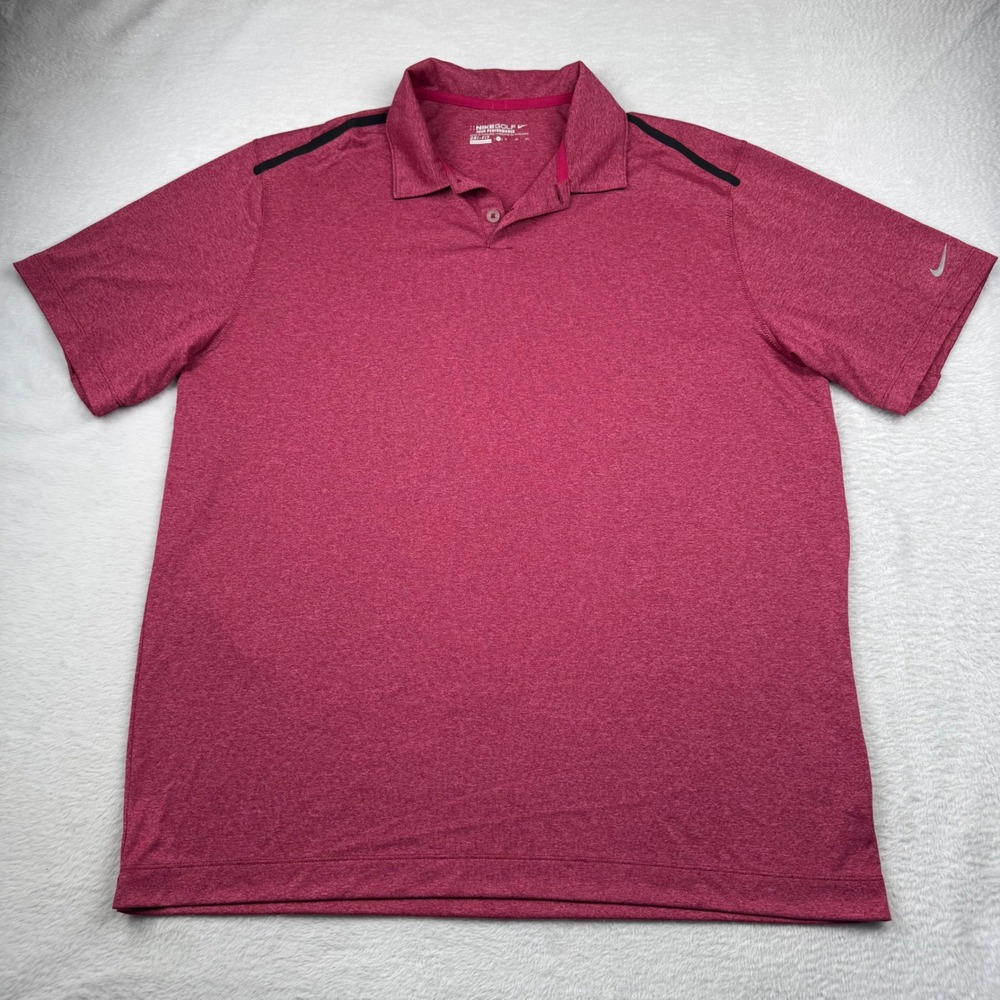 Nike Golf Polo Shirt Mens XL Red Dri-FIT Tour Performance Heathered 573834-646